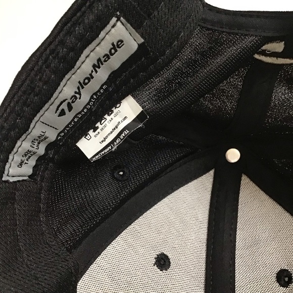 TaylorMade Golf Hat White Black M1 TP5 Hook Loop Strap Back Tour Cap Embroidery - Picture 6 of 11